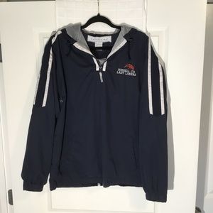 Pregame Ladies Pullover Lightweight Lined Hooded Jacket Blue/ White Size S